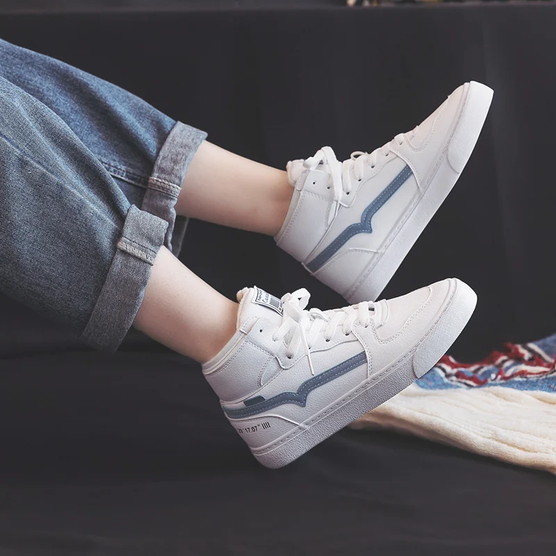 Zapatos De Mujer; женские ботинки; Белые зимние кроссовки из водонепроницаемой кожи с высоким берцем; Botas zapatillas mujer; меховая подкладка; короткий плюш