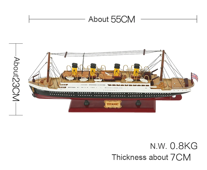 Готовая модель «Титаника» Маятник из твердой древесины модель корабля моделирование Круизный корабль с подсветкой модель - Цвет: 55cm