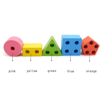 

Wooden Educational Geometric Toys Preschool Learning Shape Color Recognition Geometric Stacking Blocks Children's Geometric Clas