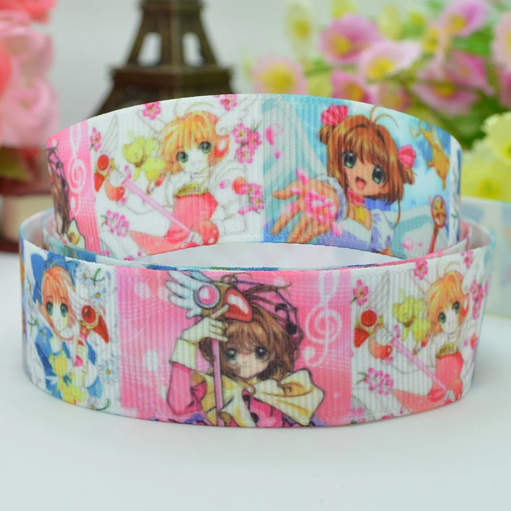 10 Yards 22mm 7/8" Cute Girls cartoon Printed grosgrain ribbon hair bow Headwear DIY hair accessories retail B0929
