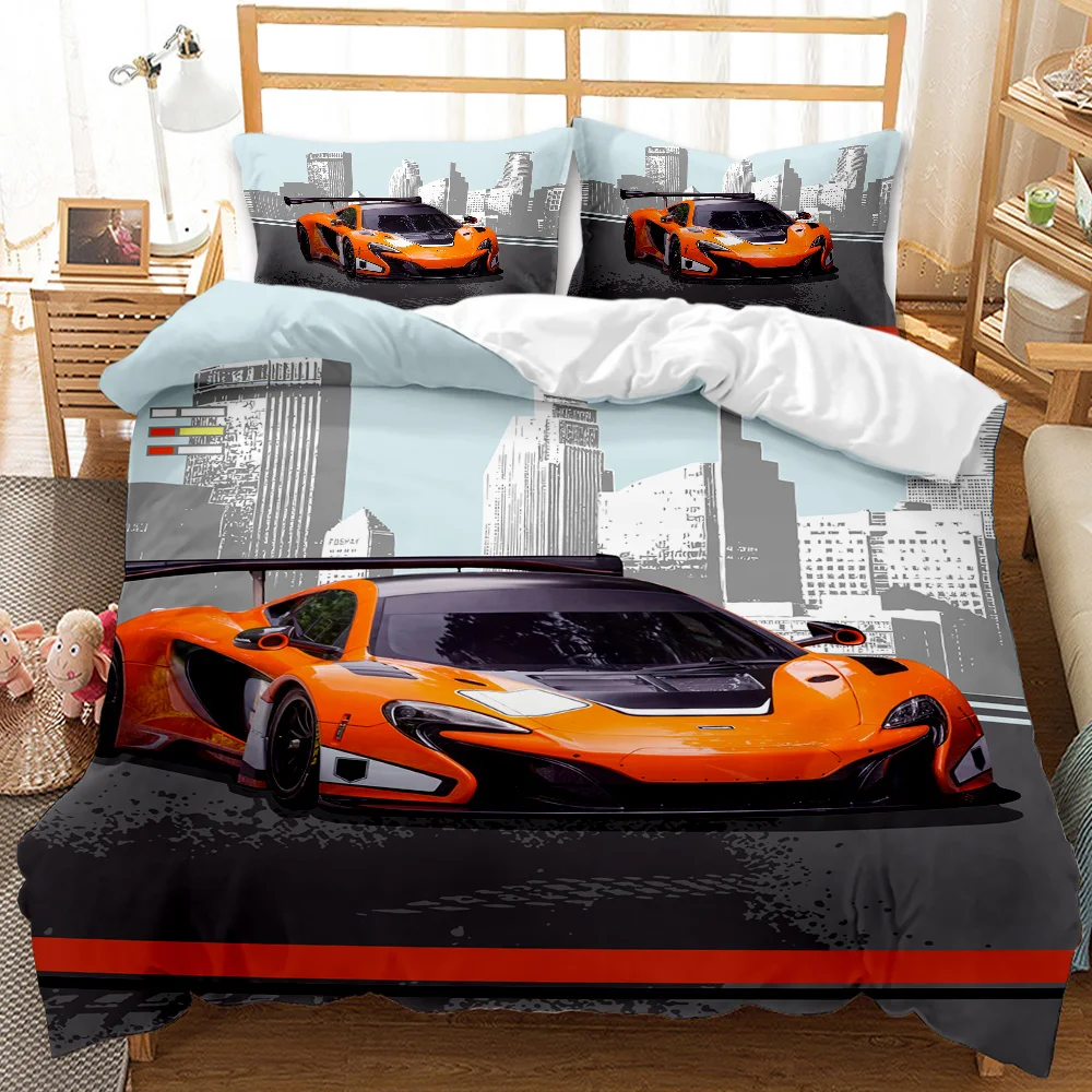 

Racing Car Bedding Set Speed Racer Soft Duvet Cover Double Orange Bed Set Queen King Size Kids Boys Bedroom Decor Home Textile