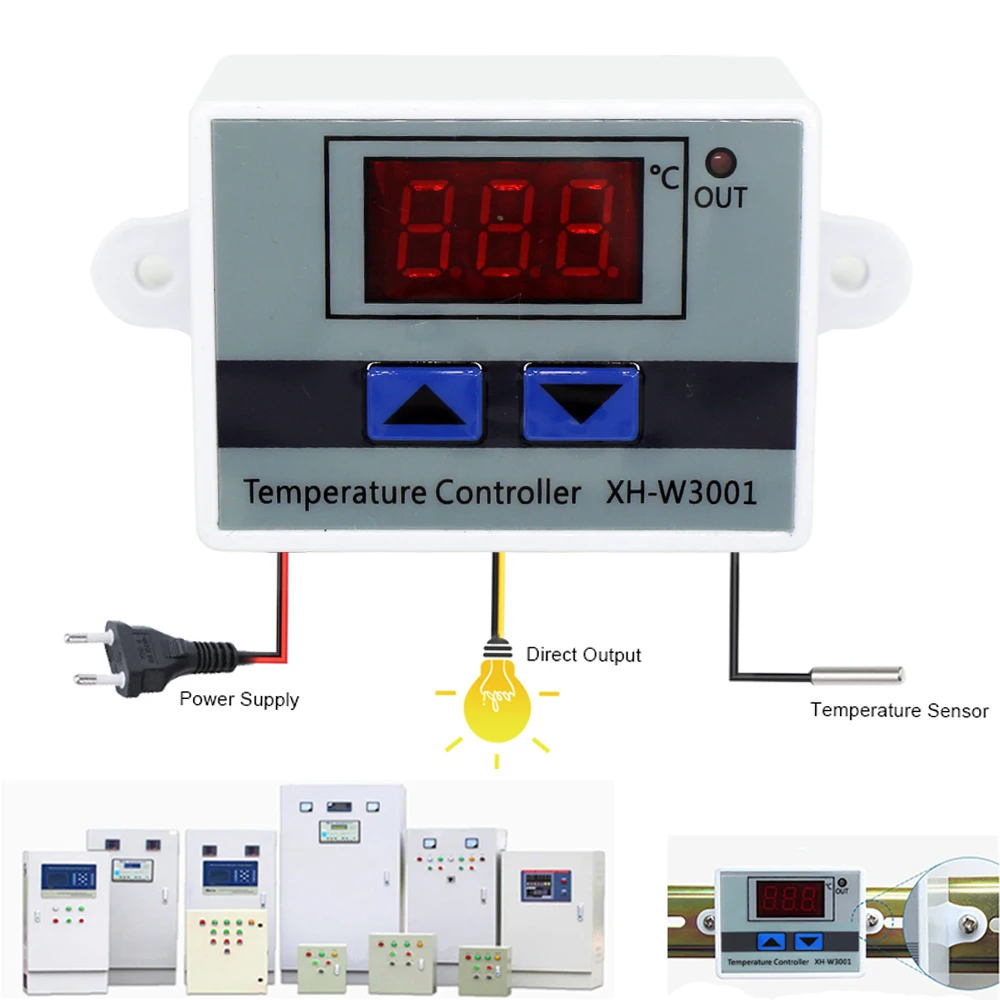 10 А 12 В 24 В 220 В переменного тока цифровой светодиодный регулятор температуры XH-W3001 для инкубатора охлаждающий нагревательный переключатель Термостат NTC датчик