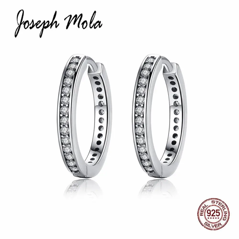 

Joseph Mola 925 Sterling Silver Retro Round Cubin Zircon Cutout Hoop Earrings for Women Simple Pattern Designed Fine Jewelry