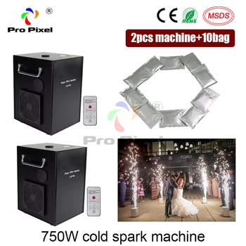 

2pcs machine+10bag 750W Safety Cold Spark funtain DMX And Remote Control Firework machine For Wedding