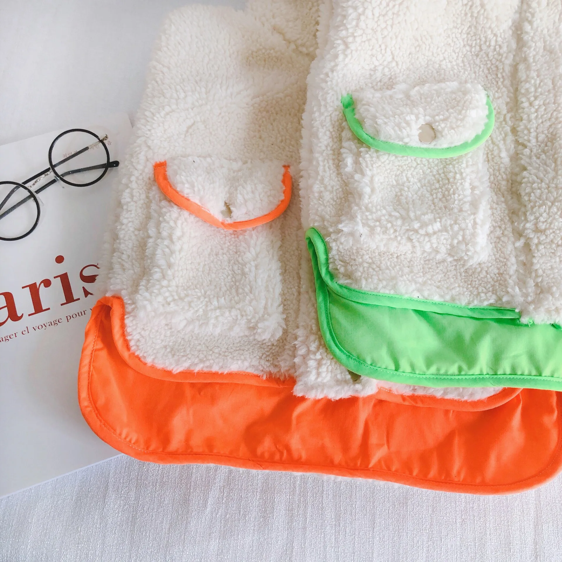 WLG boys girls winter vest kids green orange turn down collar zipper vest baby casual all match clothes 2-7 years