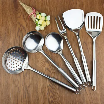 

6pcs Cookware Set Kitchen Tools Stainless Steel Kitchenware Kitchen Accessories Cooking Tool Spatula Colander Spoon Fork Russian