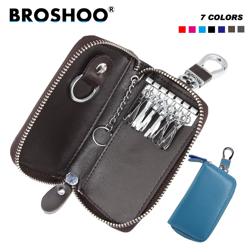 Многофункциональный чехол BROSHOO из коровьей кожи на молнии для мужчин и женщин