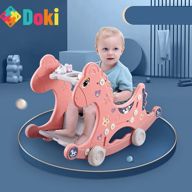 Infant Shining Baby Rocking Chair 4in1 Multifunctional Children Rocking Horse Animal Trojans Birthday Gift For 1-3Y Doki Toy 2