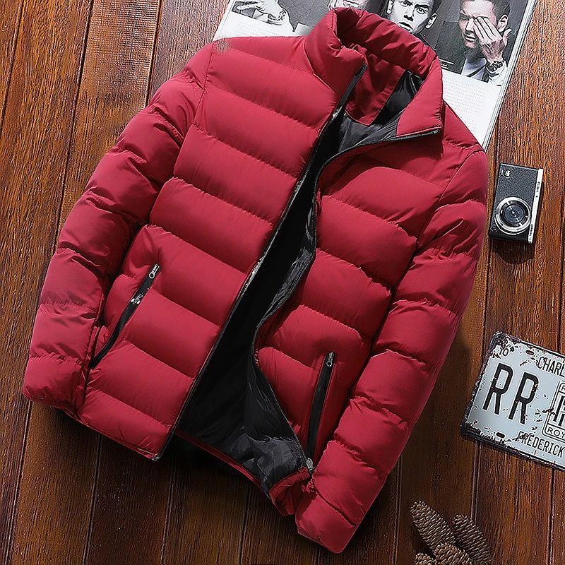 Прямая, новая модная мужская зимняя куртка, пальто, теплое мужское зимнее пальто, повседневное приталенное студенческое Мужское пальто Du5385 - Цвет: Red Wine
