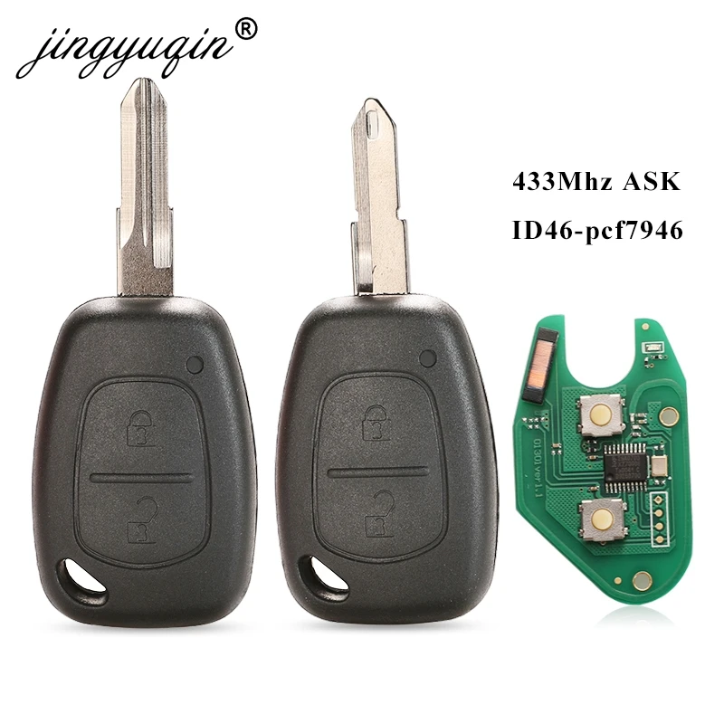 Jingyuqin 2 кнопочный Автомобильный Дистанционный ключ 433 МГц ID46 Chip tranmister для Renault traffic