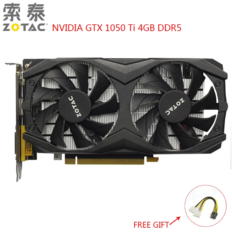 Видеокарта ZOTAC NVIDIA GTX1050 Ti для игрового ПК видеокарта GeForce GTX 1050 4 ГБ DDR5 128 бит бывшая