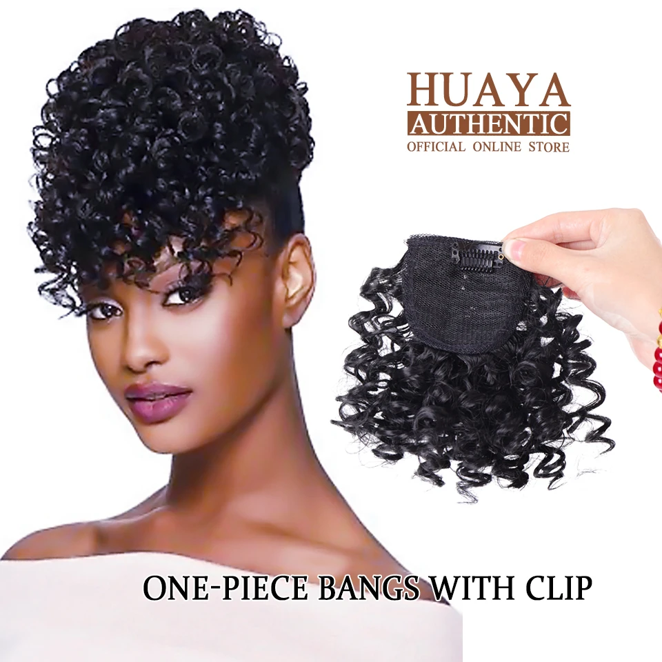 Huaya Afro Verworrene Lockige Pony Fur Schwarze Frauen Naturliche Clip In Haar Extensions Gefalschte Fringe Synthetische Haar Clip Gefalschte Haar Synthetic Bangs Aliexpress