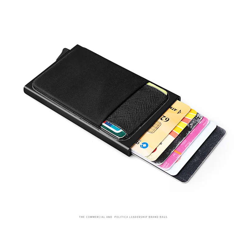 

Automatic elastic card push box triangle belt cover anti-theft swipe bank card bag RFID card box