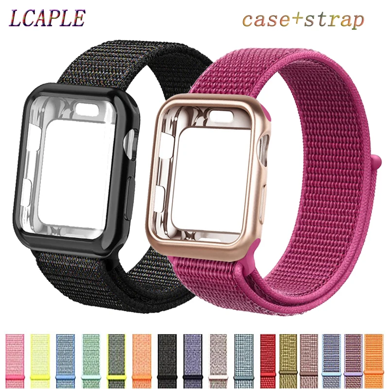 

Case+Strap for Apple Watch 4 Band 44mm correa apple watch 42mm 38 mm 40mm iwatch series 5 4 3 nylon pulseira bracelet watchband