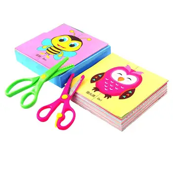 

120 Sheets Cartoon Kids Paper-cut Colorful DIY Paper-cut Thickened Handmade DIY Paper Scissors Practical Educational Toy