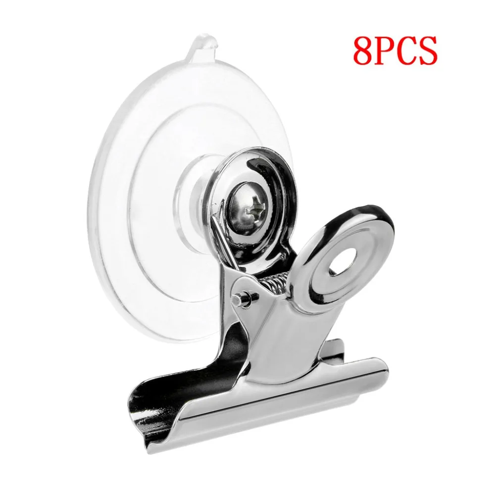 

Suction-Cup Clip Plastic Round Clamp Clips Cup folder Clipe klem Display Advertising Stand Clip Metal Holder Suction 8pcs