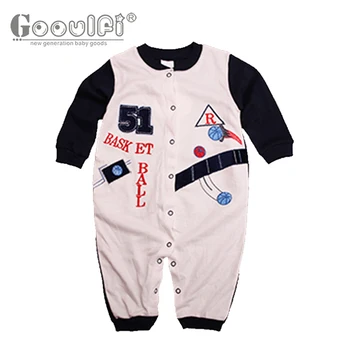 

Gooulfi Children Clothes Long-Sleeve In Red and Blue Single Breasted Boys Clothes Cotton Cartoon Pattern 0-3 Months Romper Baby