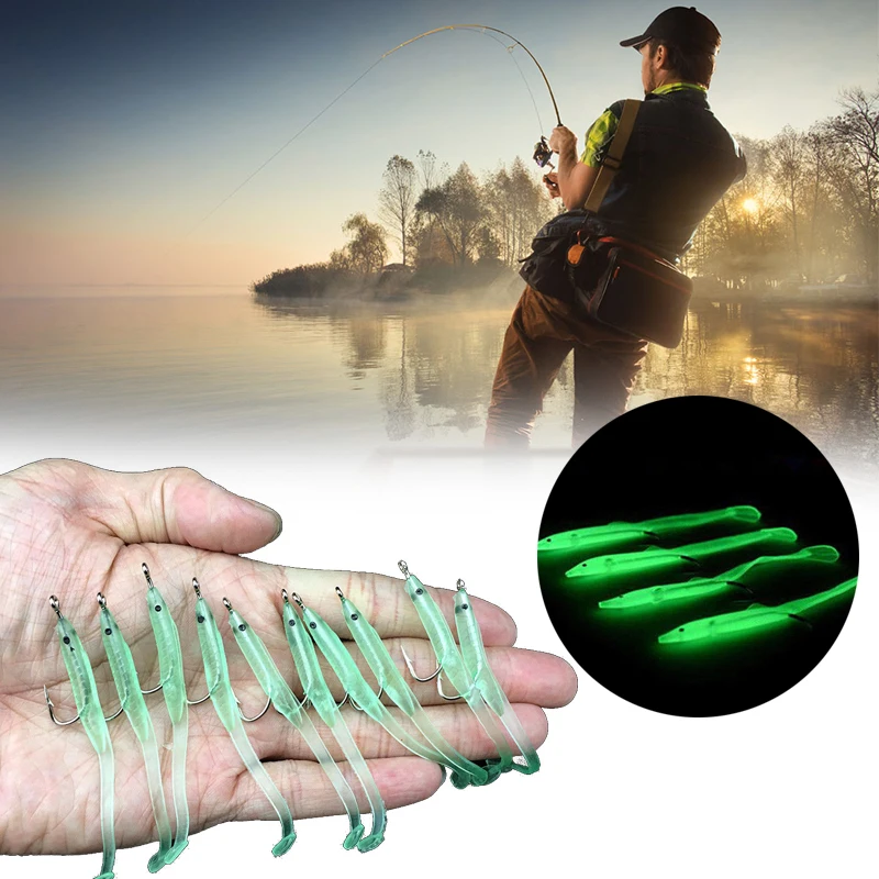 

10PCS/Bag Fishing Fake Lures Soft Eel Baits Outdoor Fishing Luminous Rubber