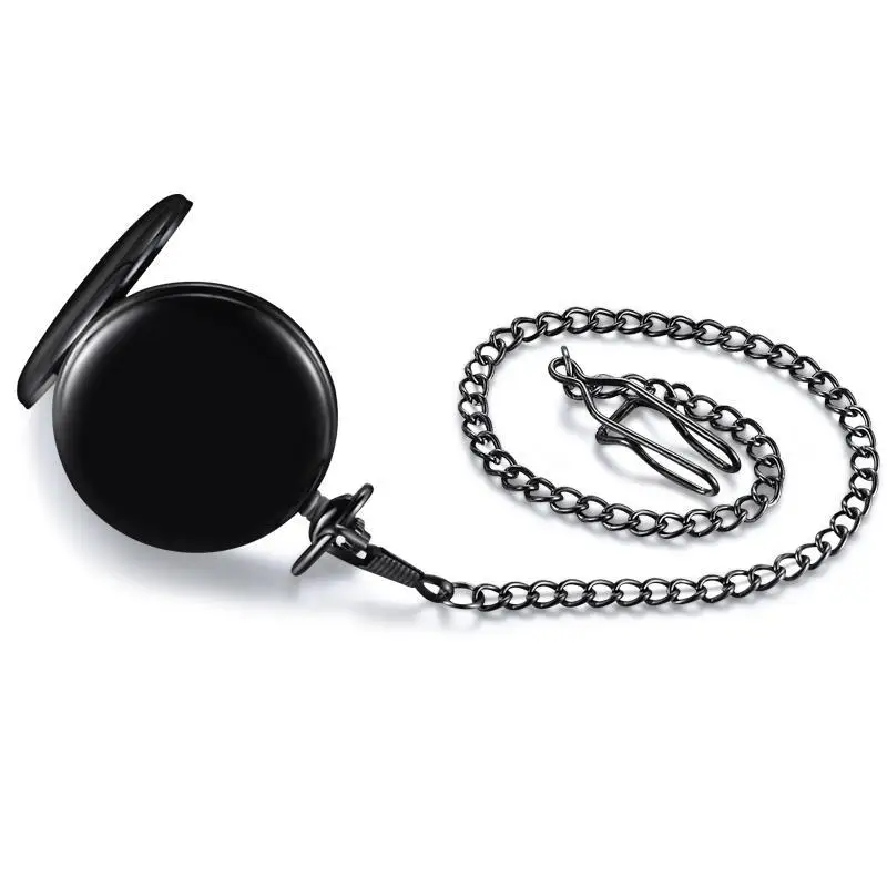 2021 Anime Genshin Impact Classic Black Quartz Pocket Watch Seven Elements Simple Watch Necklace Pocket Watch Men Women's Gifts