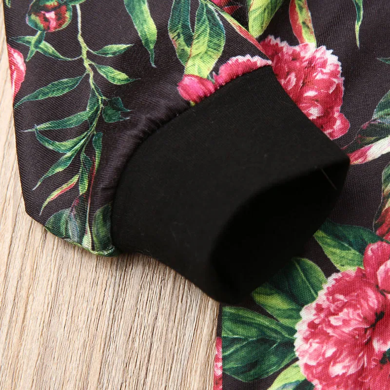 Baby Spring Autumn Clothing Infant Baby Girls Floral Clothes Rabbit Ears Romper Long Sleeve Zipper Jumpsuit Outfit 0-18M