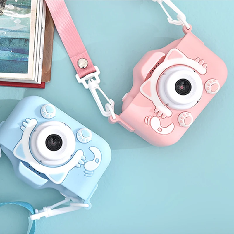 Kids Camera Photo Birthday-Gift Digital Mini 12MP with Protective-Case Usb-Charging Dual-Lens