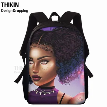 

THIKIN African American Black Art School Girl Bag 15inch Schoolbag For Teenagers Stylish Backpack Child Travel Sac Enfant Gift