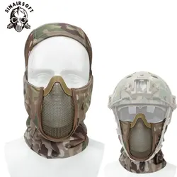 Tactical Full Face Mask Balaclava Cap Motorcycle Army Airsoft Paintball Headgear Metal Mesh Hunting Protective Mask Foldable