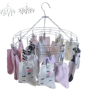 

20 Clips Stainless Steel Clothes Drying Rack Multifunctional Socks Shorts Underwear Hanger Hanging Shelf Rack