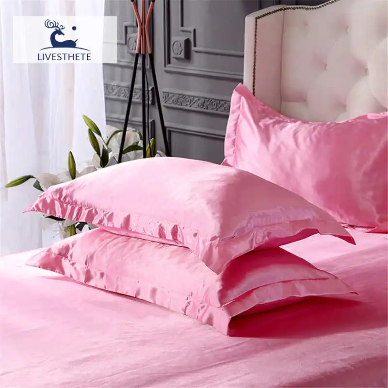 Liv-Esthete роскошный атласный Шелковый розовый чехол для подушки, шелковистый чехол для подушки для мужчин и женщин, для детей, для сна - Цвет: 001