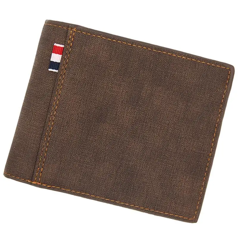 

2021 New Men's Wallet Short Multi-card Coin Purse Fashion Casual Wallet Male Youth Thin Two-fold Horizontal Soft Wallet Men PU