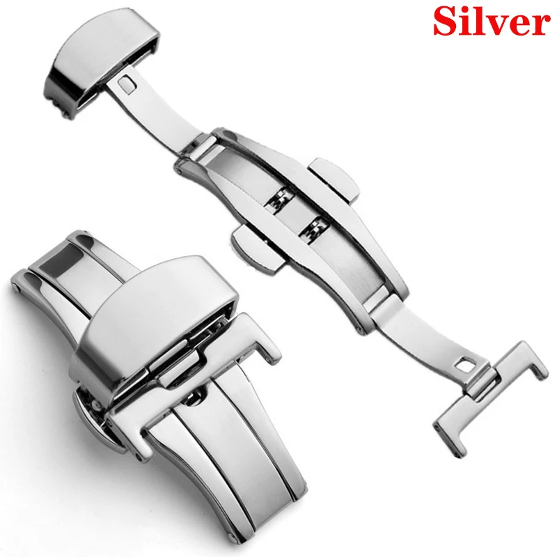 Watch Buckle Clasp Fold Buckle Double Click Butterfly Watchband Push Clasp 14/16/18/20/22mm Button Deployment Clasp Buckles Watch Accessories