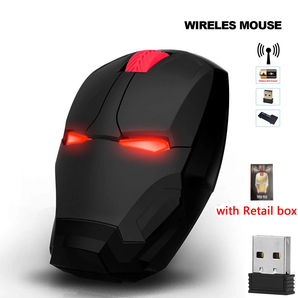 good wireless gaming mouse Wireless Mice Iron Man Mouse Mouses Computer Button Silent Click 800/1200/1600/2400DPI Adjustable USB Optical Mice For Computer gaming mouse for laptop Mice