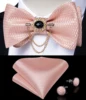 Мужской однотонный галстук-бабочка Pink Palid, Шелковый жаккардовый тканый галстук-бабочка, платок, набор брошей, мужской галстук-бабочка, галстук-бабочка ► Фото 1/6