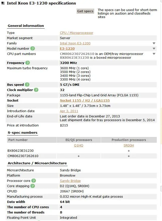 Процессор Intel Xeon E3 1230 SR00H 3,2 GHz 8MB quad core LGA 1155 80W cpu E3-1230 протестирован рабочий