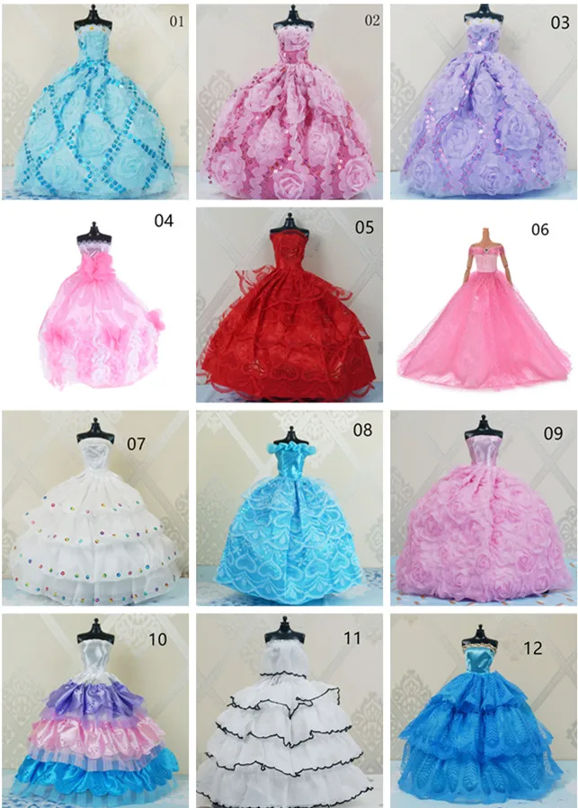 Handmade Wedding Dress Princess Evening Party Ball Long Gown Skirt Bridal Veil Clothes For Barbie Doll Accessories 30cm doll | Игрушки и