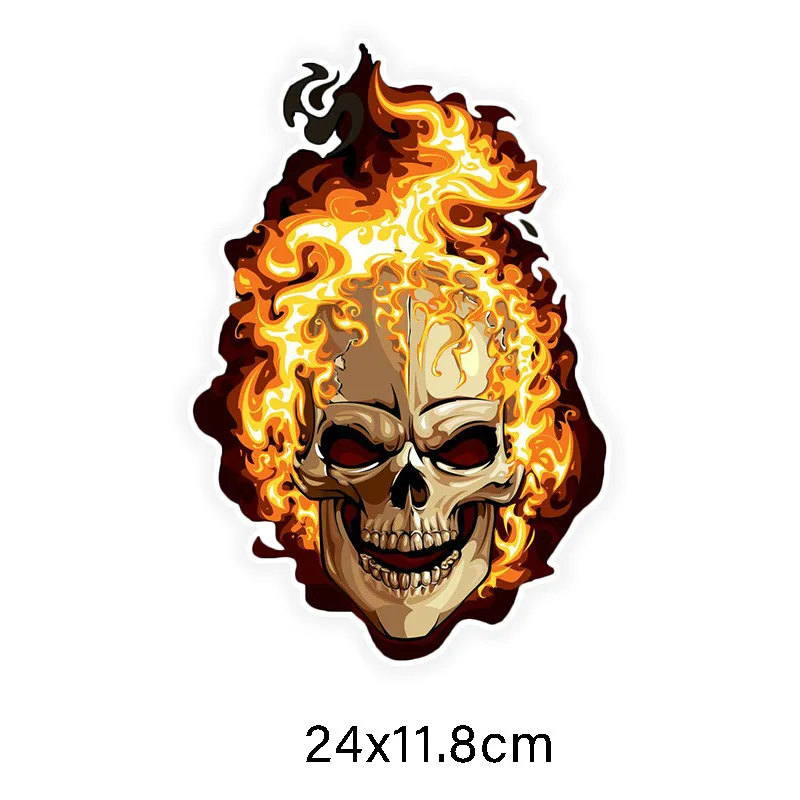 

Car Stickers Decor Motorcycle Decals Fire Skull Colorful Decorative Accessories Creative Sunscreen Waterproof PVC,24cm*12cm