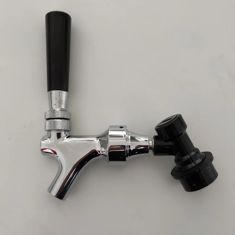 Home Brew Draft Beer Faucet Adjustable Beer Tap Faucet with Flow Controller Chrome Plating Shank with Thread Ball Lock