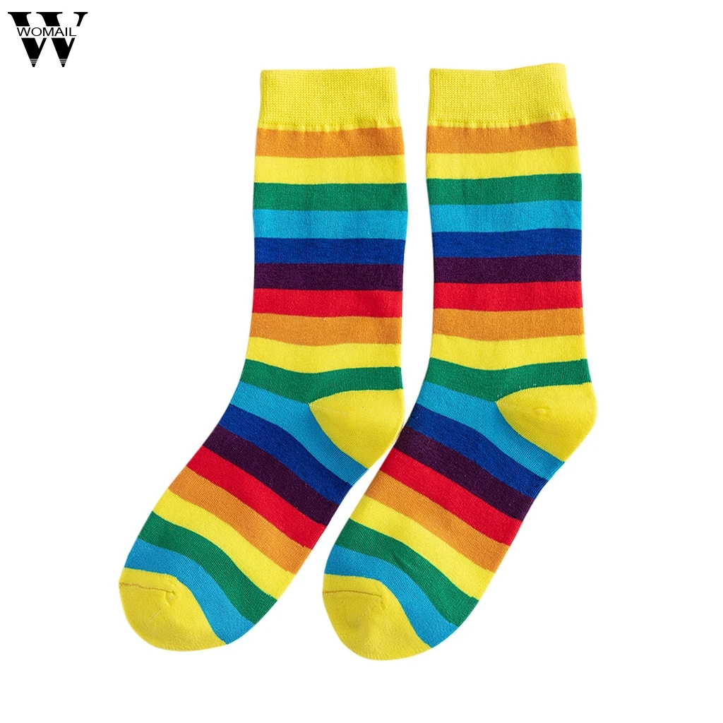 Womail, женские трендовые креативные хлопковые радужные носки, модные трендовые цветные полосатые носки для колледжа