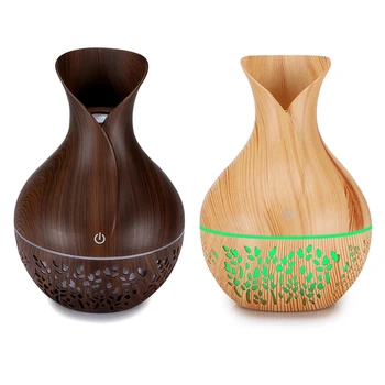 

7 Color Night Light Wood Grain Humidifier Ultrasonic Essential Oil Diffuser Single Room Humidifiers