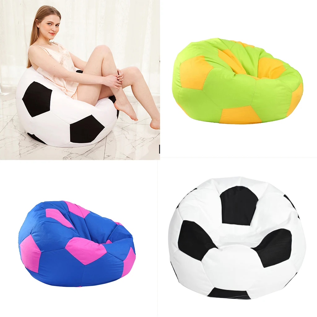 Waterproof Oxford Bean Bag Cover Sofa Slipcover, Stuffed Animal Organizer Storage or Sack for Kids Toys, Football Prints