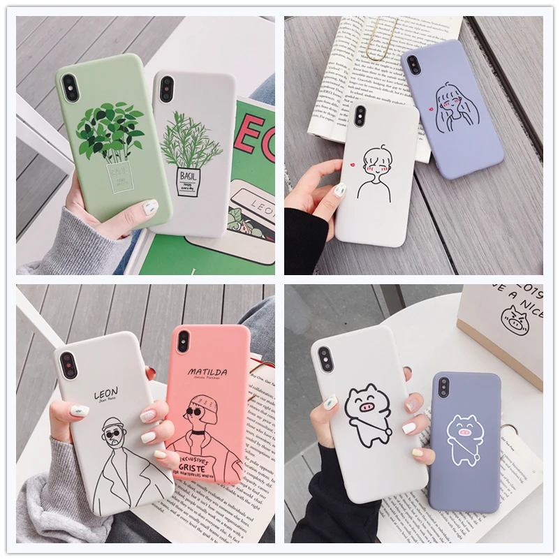

Couple Partner Phone Case For iphone X XR XS Max Mobile Back Cover TPU Shell For Apple 6 6s 7 8 Plus Male Female Friend Cartoon