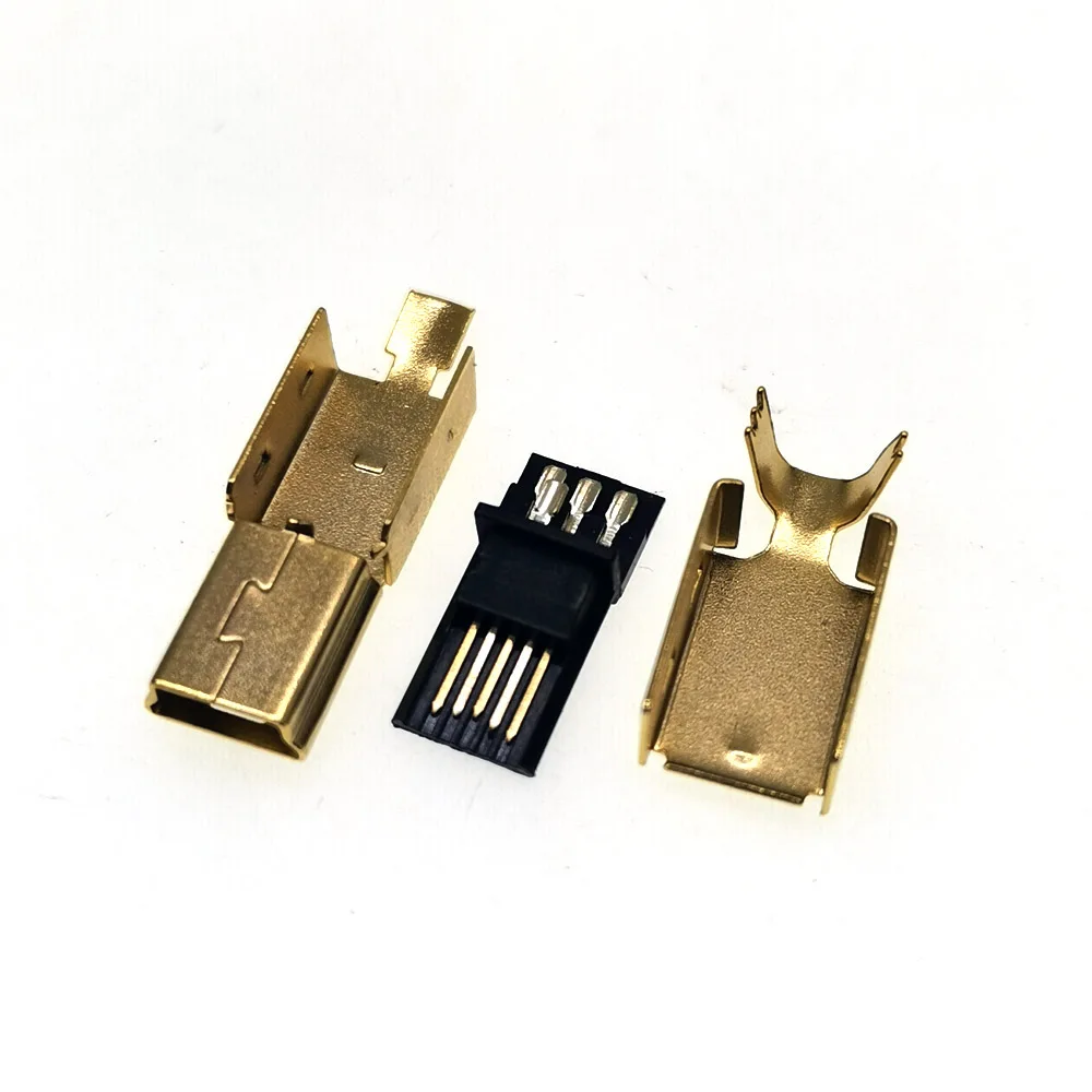 

25sets gold plating 3 in 1 Mini USB Jack 5Pin 5P USB male plug connector