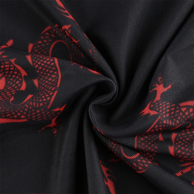 Darlingaga Chinese Style Dragon Print Summer Two Piece Set Women Mesh Sexy Matching Sets Strap Crop Top and Mini Skirt Suit 2020