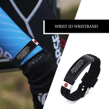 Наручные ID силиконовый браслет медицинский 16 мм бирка персонализированный браслет в черном