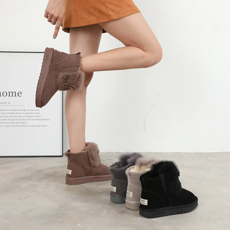 

2019 Winter New Plush Warm Snow Boots Fur Snow Boots Non-slip Padded Cotton Boots Zapatos De Mujer Botas