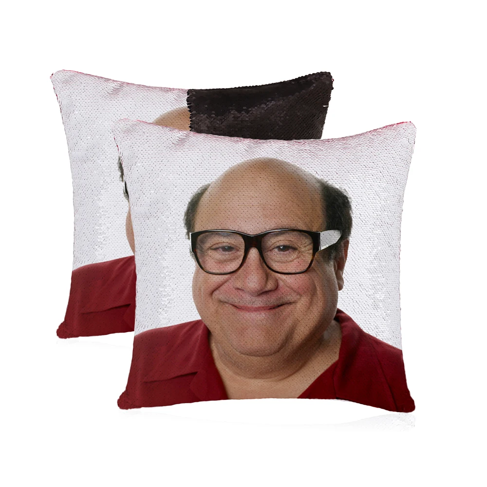 

Sequin Mermaid Pillow Cover Danny Devito Face Funny Reversible Magic Throw Pillow Case That Color Changes 16x16
