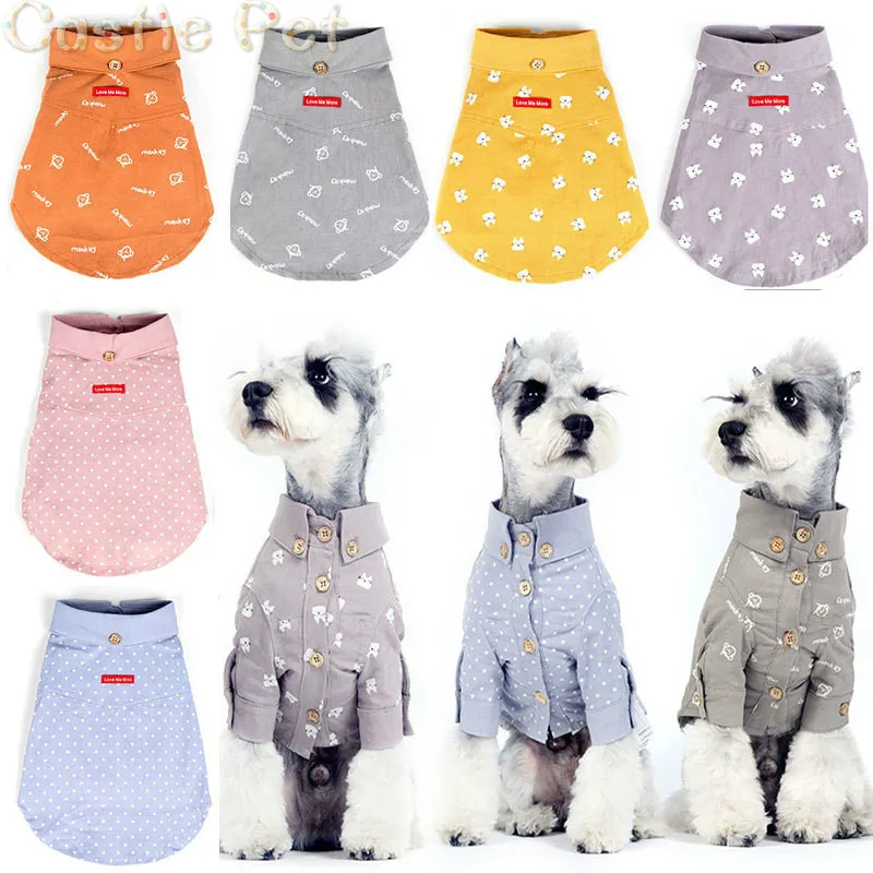 

Classy Stand Collar Dog Shirt,Soft Cotton Pet Shirts,Cute Dot Shirt Dog Clothes For Puppy Universal Size Dogs