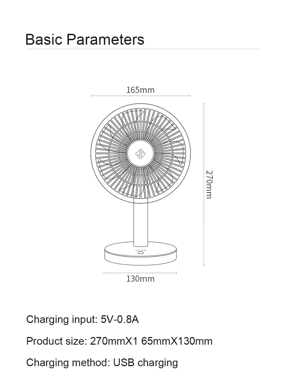 Xiaomi Jipin Desktop Rechargeable Fan 4000mAh Battery 4 Speed 7 Leaf Low Noise Fan 16