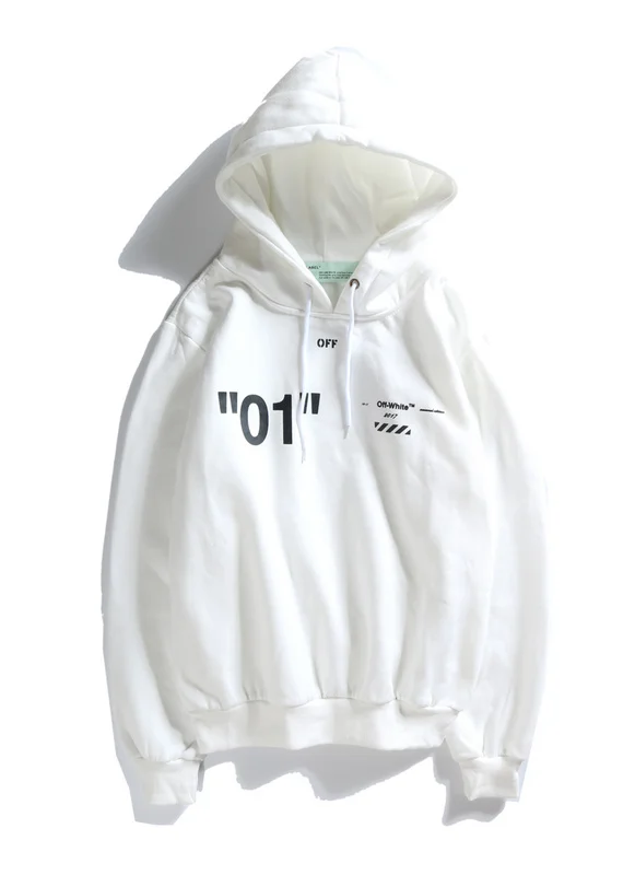 18SS OFF-WHITE "01" OW мужские/женские модели влюбленных пар Осень Зима Повседневная хлопковая свободная толстовка с капюшоном, Толстовка Куртка