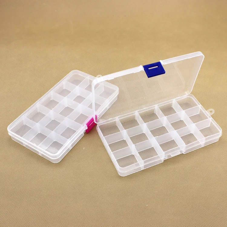 

15 Grids Removable Compartment Plastic Transparent Storage Box Pill Jewelry Container Bead Storage Cosmetic Organizer